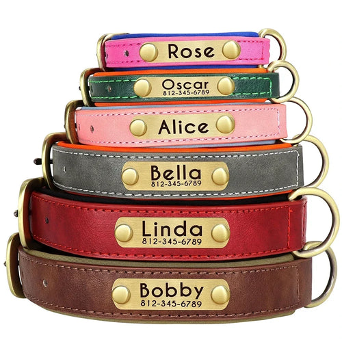 Collier en cuir véritable personnalisé pour chien Maison Cherami