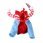 Costume Halloween pour chien, look poupée maléfique, détail du tissu