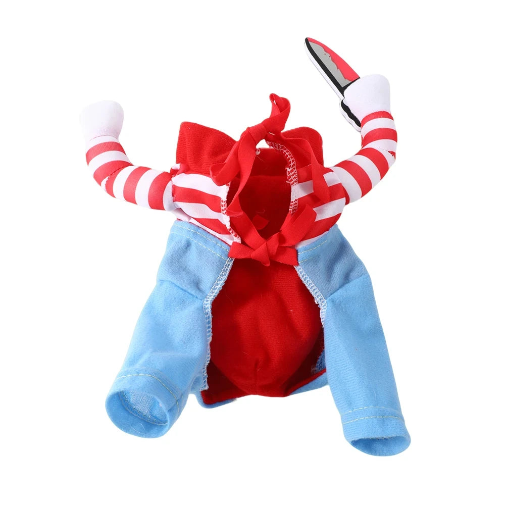 Costume Halloween pour chien, look poupée maléfique, détail du tissu